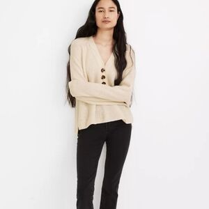 Madewell Ribbed Lyle Henley Sweater Beige M
